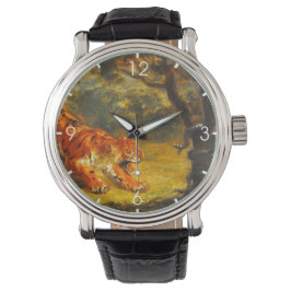 Wilde tijger en een slang (dierlijke kunst) horloge