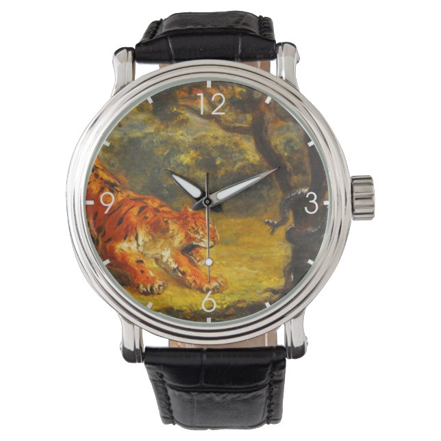Wilde tijger en een slang (dierlijke kunst) horloge (Voorkant)