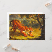 Wilde tijger en een slang (dierlijke kunst) kaart (Voorkant / Achterkant in situ)