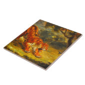 Wilde tijger en een slang (dierlijke kunst) tegeltje (Zijkant)