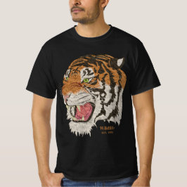 Wilde tijger EST 1993 moderne klassieke mannen zwa T-shirt
