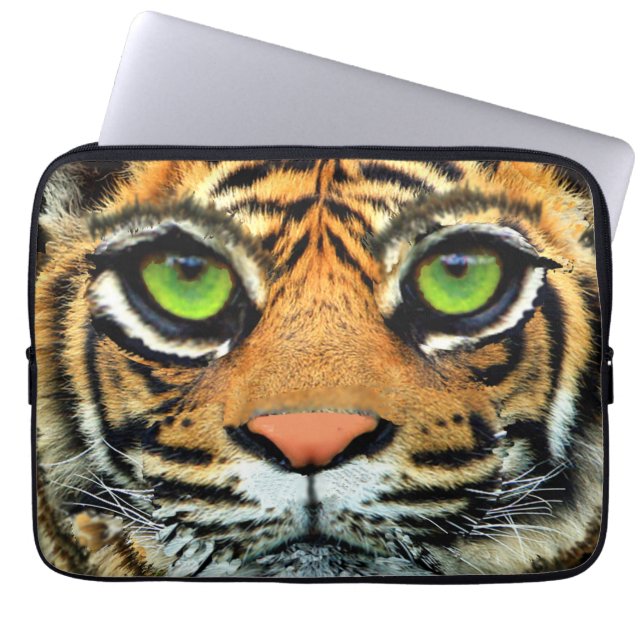 Wilde Tijger Gezicht Laptop Sleeve (Voorkant)