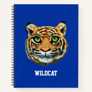 Wilde Tijger Gezicht op Blauw Notitieboek