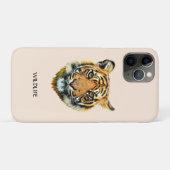 Wilde Tijger Gezicht op Licht Beige Case-Mate iPhone Case (Achterkant (horizontaal))