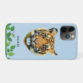 Wilde Tijger Gezicht op Lichtblauw Case-Mate iPhone Case (Achterkant (horizontaal))