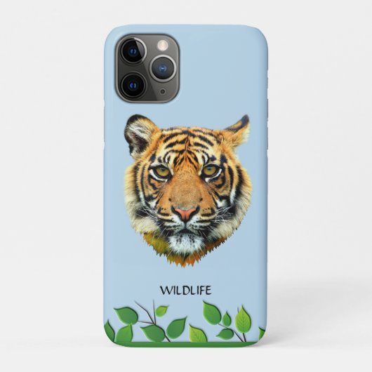 Wilde Tijger Gezicht op Lichtblauw Case-Mate iPhone Case (Achterkant)