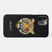 Wilde Tijger Gezicht op Zwart Case-Mate iPhone Case (Achterkant (horizontaal))