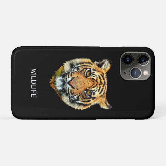 Wilde Tijger Gezicht op Zwart Case-Mate iPhone Case (Achterkant (horizontaal))