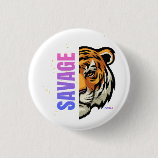 Wilde Tijger Half Gezicht Split Design Ronde Button 3,2 Cm