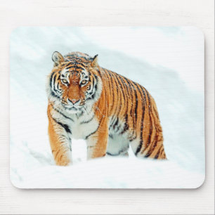 Wilde tijger in de sneeuw muismat