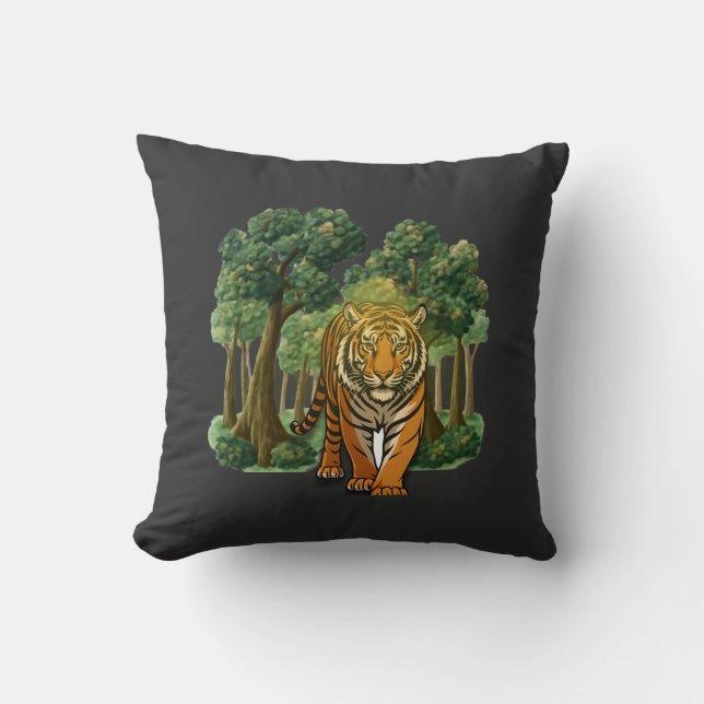“Wilde tijger in het bos – Natuurlijk licht Jungle Kussen (Voorkant)