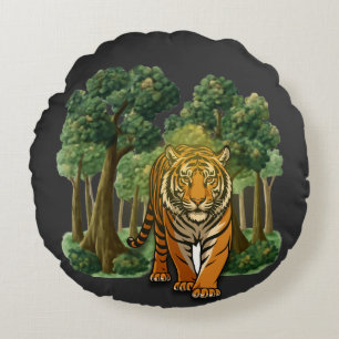 “Wilde tijger in het bos – Natuurlijk licht Jungle Rond Kussen