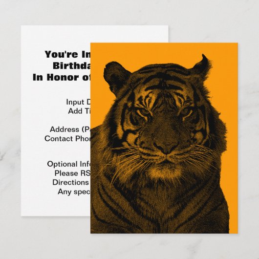 Wilde tijger in zwart-wit kaart (Voorkant / Achterkant)