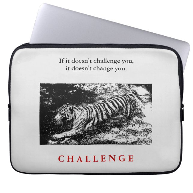 Wilde tijger Motivatie uitdaging Quote Laptop Sleeve (Voorkant)