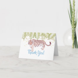 Wilde Tijger Palmboom Bladeren Lichtblauw Bedankkaart