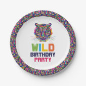 Wilde tijger, verjaardagsfeestje papieren bordje (Voorkant)