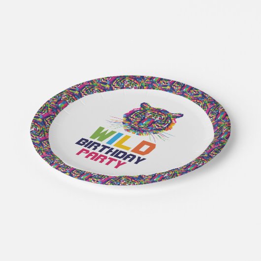 Wilde tijger, verjaardagsfeestje papieren bordje (Gekanteld)