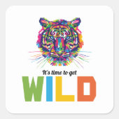 Wilde Tijger Vierkante Sticker (Voorkant)