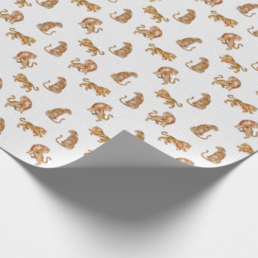 Wilde tijgers: Waterverf dierpatroon. Cadeaupapier (Hoek)