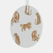 Wilde tijgers: Waterverf dierpatroon. Glas Ornament (Voorkant Rechts)