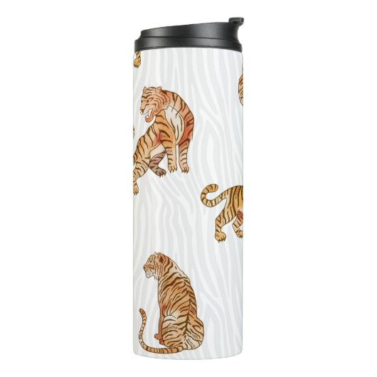 Wilde tijgers: Waterverf dierpatroon. Thermosbeker (Gedraaid links)