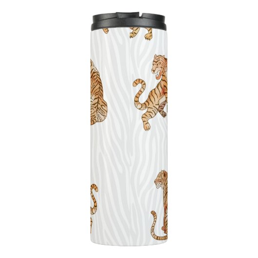 Wilde tijgers: Waterverf dierpatroon. Thermosbeker (Achterkant)