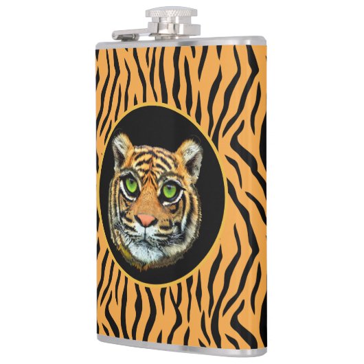 Wilde tijgerzijde op tijgerroerlenmeyer heupfles (Links)
