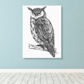 Wilde Totem Dierlijke Uil Doodle 6 Canvas Afdruk (Insitu (Houten vloer))