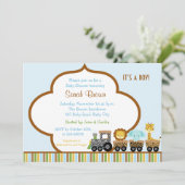 Wilde Train Safari Dierenuitnodiging voor jongens Kaart (Staand voorkant)