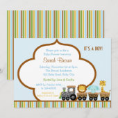 Wilde Train Safari Dierenuitnodiging voor jongens Kaart (Voorkant / Achterkant)