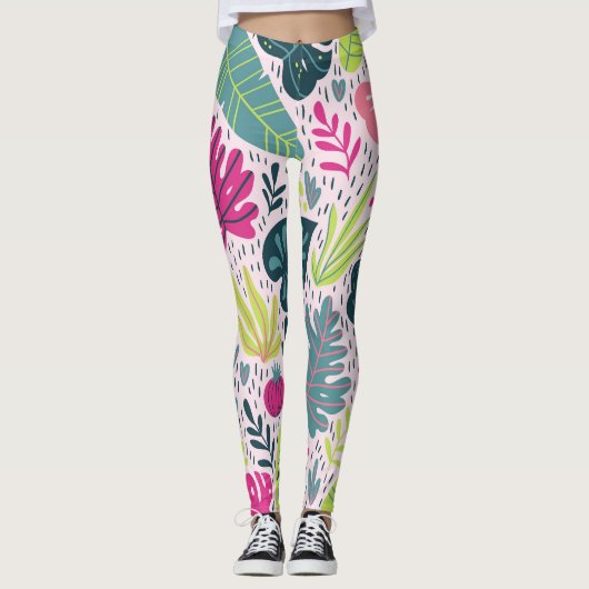 Wilde tropisch regenwoud,  herhalend patroon leggings (Voorkant)
