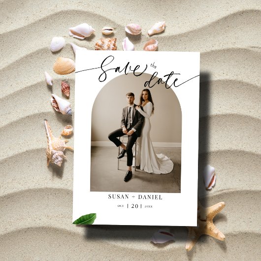 Wilde tropische bladeren & moderne bruiloft boog f save the date