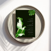 Wilde tropische bladeren & moderne chique bruiloft kaart