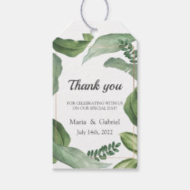 Wilde tropische groen. Bruiloft dank u Cadeaulabel