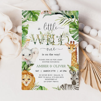 Wilde Tropische Jungle Boho Safari Babyborrel Kaart