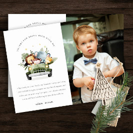 Wilde tropische jungle dieren in auto verjaardagsf bedankkaart