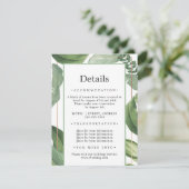Wilde tropische natuur. Luxe bruiloft details Informatiekaartje (Staand voorkant)