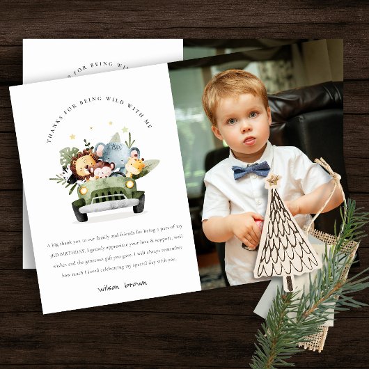 Wilde tropische Oerwouden in de auto, geboortenfot Bedankkaart