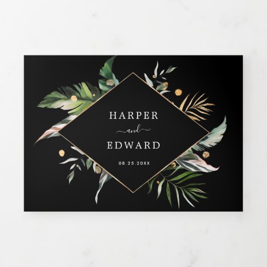 Wilde Tropische olievlek in één keer Drieluik Uitnodiging (Cover)