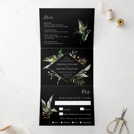 Wilde Tropische olievlek in één keer Drieluik Uitnodiging (Binnen)