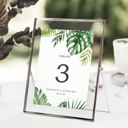 Wilde tropische palm 5x7"-tabelnummer kaart