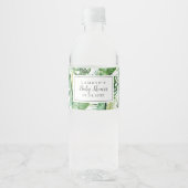 Wilde tropische palm Baby shower Waterfles Etiket (Voorkant)
