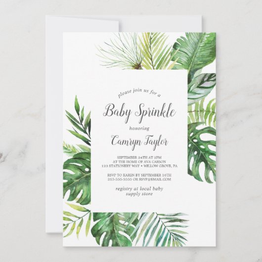 Wilde tropische palm Baby Sprinkle Kaart (Voorkant)