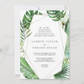 Wilde tropische palm Geometric Formal Wedding Kaart (Voorkant)