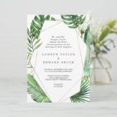 Wilde tropische palm Geometric Formal Wedding Kaart (Staand voorkant)