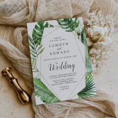 Wilde tropische palm Geometric Wedding Kaart
