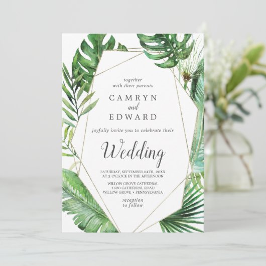 Wilde tropische palm Geometrische reisroute en bru Kaart (Staand voorkant)