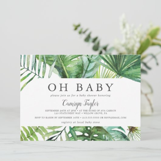 Wilde tropische palm Horizontaal Oh Baby Baby show Kaart (Staand voorkant)