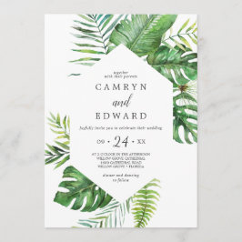 Wilde tropische palm in één huwelijk kaart