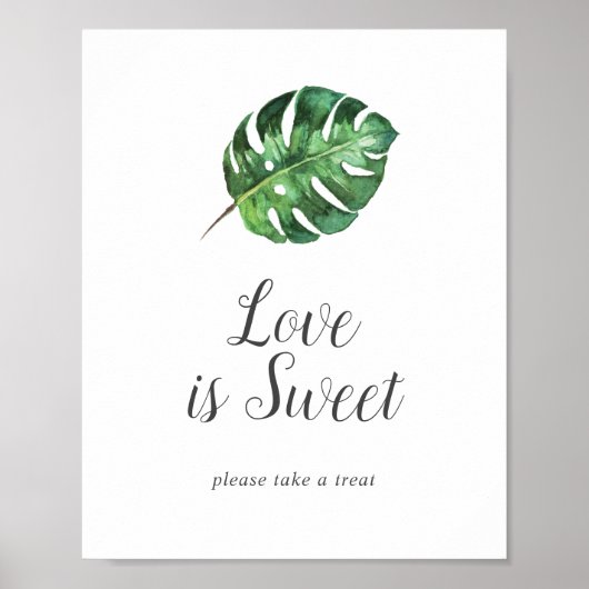 Wilde Tropische Palm Liefde Is Zoete Trouwkaart Poster (Voorkant)